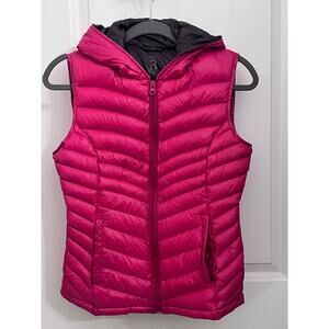 Bernardo Women's Quilted Down Puffer Full Zip Hooded Vest Pink XS Lightweight